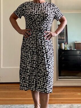Weekend Max Mara Black and White Printed Midi Dress